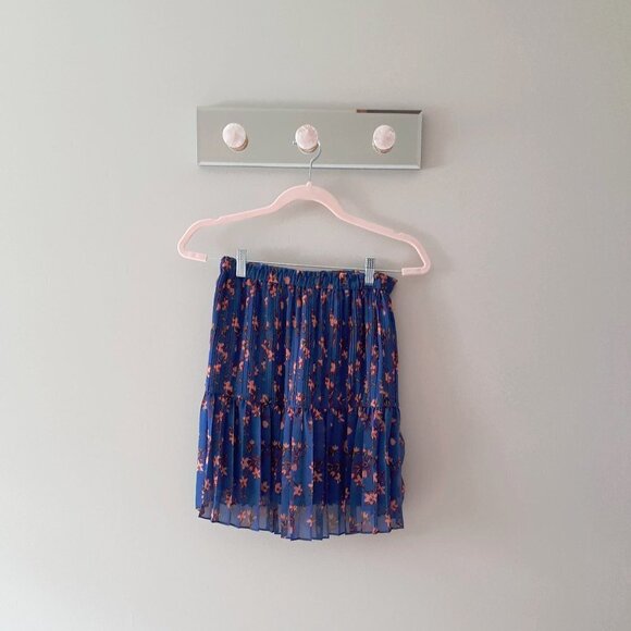 NWT Scotch & Soda blue floral pleated mini skirt, XS - Picture 8 of 8